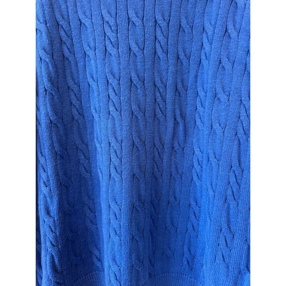 Talbots Women Petites Blue Cable Knit Crew Neck Sweater 2Xp - Picture 4 of 6